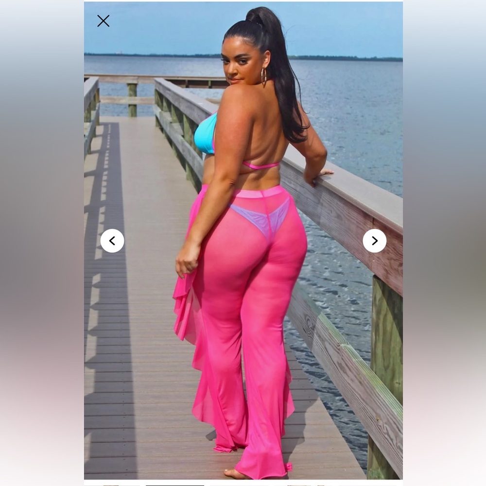 Fashion Nova Vibrant Pink Sheer Beach Pants